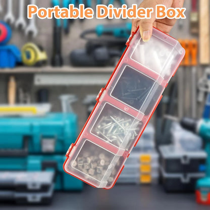 1Pc Plastic Screw Organizer Box with 4 Compartments Portable Tool Parts Storage Bin with Lid for Hardware Small Parts Display
