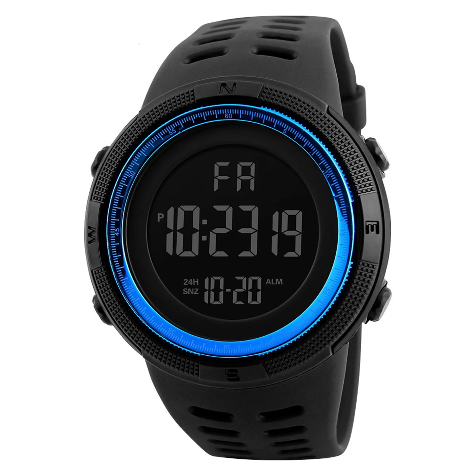 Men Digital Sports Watch Waterproof Casual Luminous Stopwatch Alarm Simple Army Watch for Running Climbing Fishing - Blue