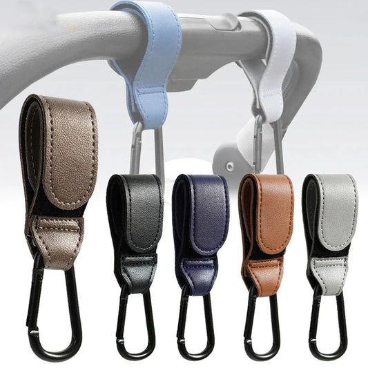 Baby Stroller Hook Fashion PU Leather Adjustable Pram Hook Cart Organizer Diaper Bag Hanger Children Boy Girl Travel Accessor
