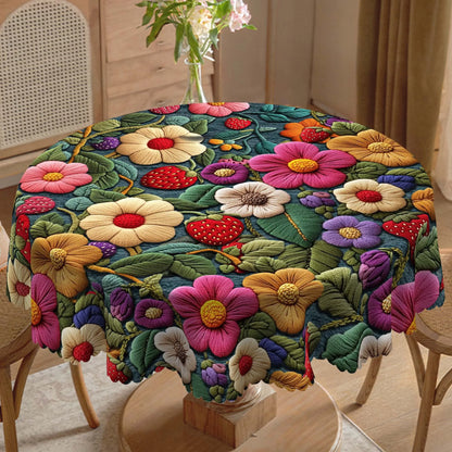 1 Piece of Spring Floral Print Tablecloth, Colorful Flowers, Strawberry Pattern, Embossed Edge Craftsmanship, Available in Ro