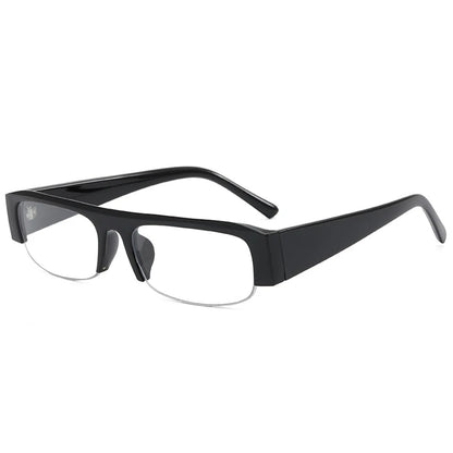 SO&EI New Small Rectangle Women Sunglasses Vintage Clear Lens Men Half Frame Eyewear Shades UV400 - Black Clear