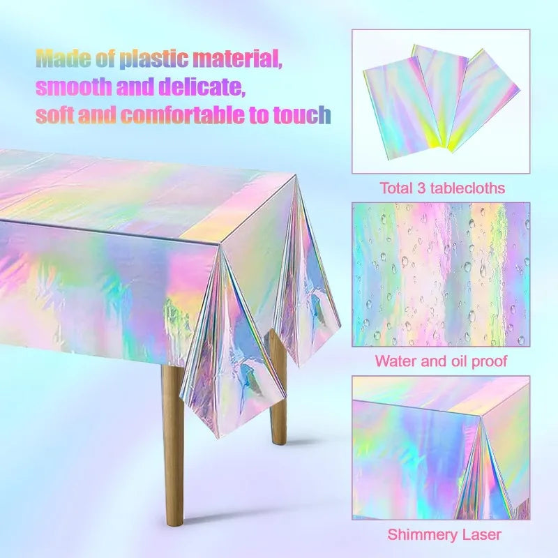 Tablecloth For Table Nappe De Table Tablecloth Birthday Iridescent Disco Party Decor Shiny Laser Holographic Disposable Cover