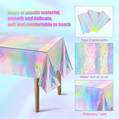 Tablecloth For Table Nappe De Table Tablecloth Birthday Iridescent Disco Party Decor Shiny Laser Holographic Disposable Cover