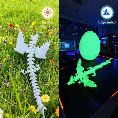 3D Printed Dragon Colorful Gem Dragon Figurines Movable Joint Rotatable Articulated Dragon Crafts Desktop Western Action Figu