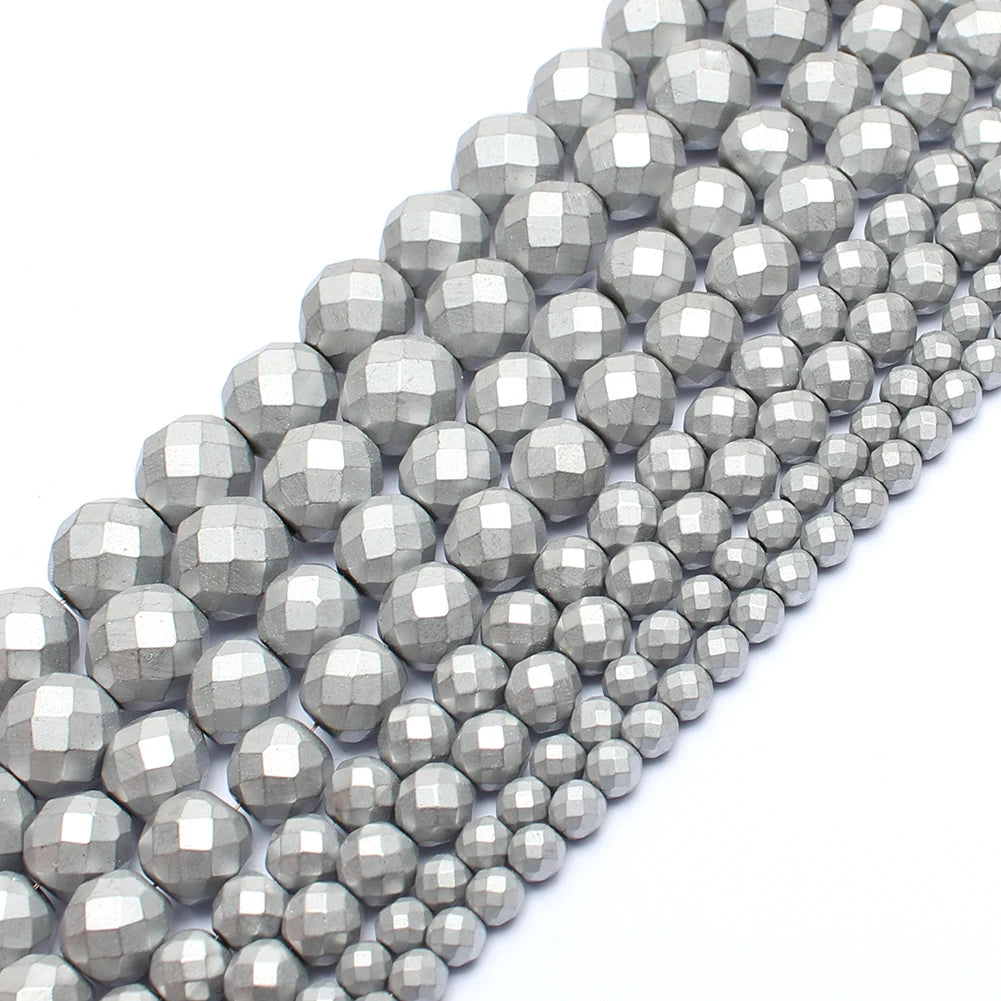 Natural Stones Rhodium Rose Gold Plated Hematite Round Loose Mineral Beads for Bracelet DIY Jewelry Making 15inch 2/3/4/6/8/1