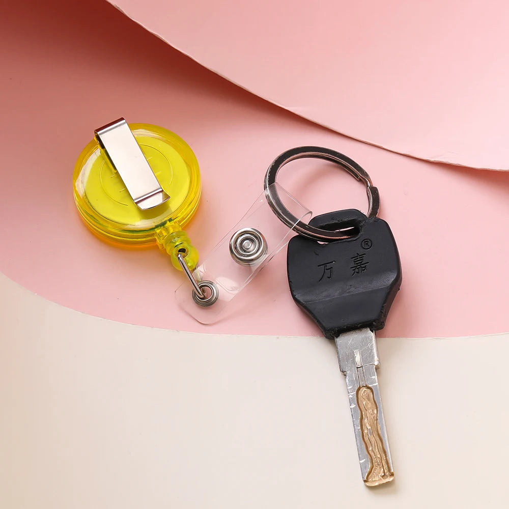 Retractable Steel Cord Pull Reel Keychains Spring Buckle Clasp Wire Rope Key Ring Recoil ID Card Holder Key Chain Multiple To