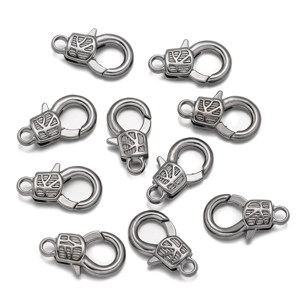20pcs Silver Large Heart Lobster Claw Clasps Vintage Clips Hooks for DIY Jewelry Bracelet Necklace Keychain Making Findings -