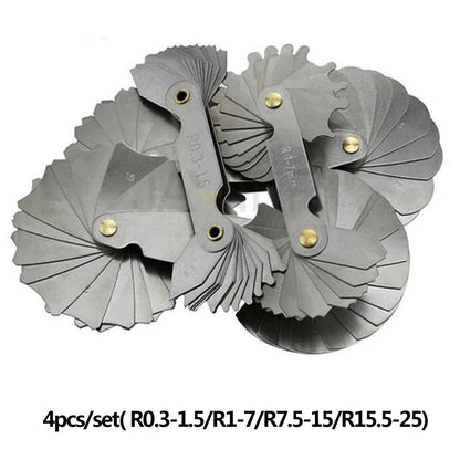 Radius Template R Gauge R1-6.5 7-14.5 15-25 26-80 Radius Gage Plate Fillet Gaug External Internal Concave Convex Measuring To