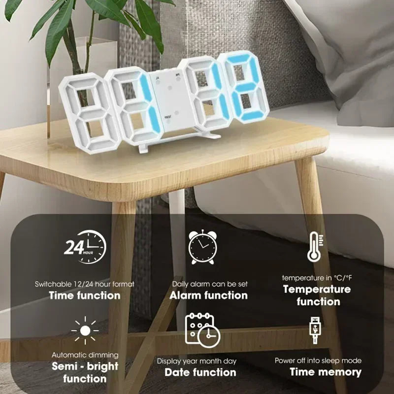 Purchase Products Clock 3D LED Digital Alarm Clock Wall Clock Time/date/temperature For Home/kitchen/office Clocks Decor Gard