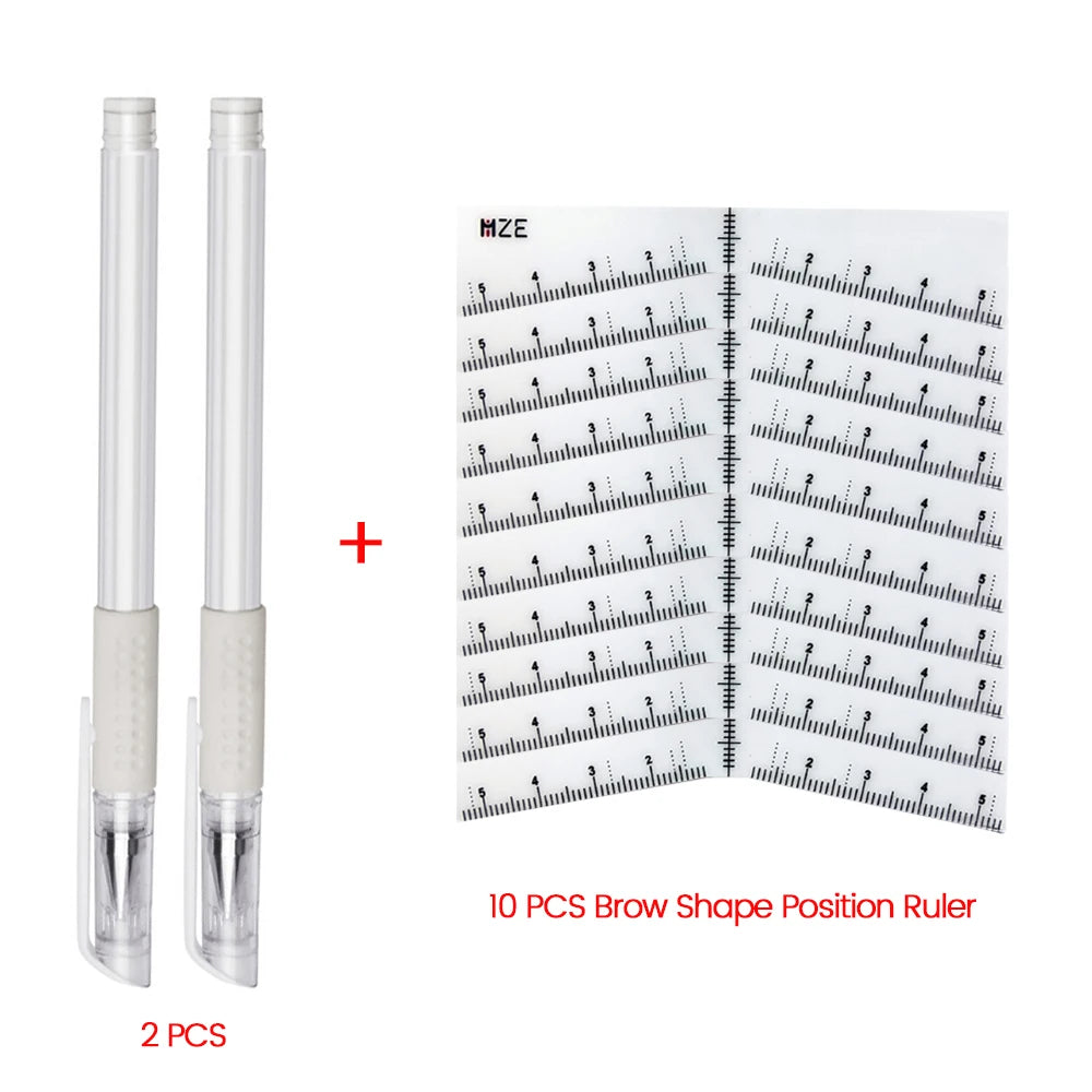 Eyebrow Position Mark Tools Microblading Brow Shape Mapping Kit with White Marker Pen and Brows Outline Design Ruler Makeup K