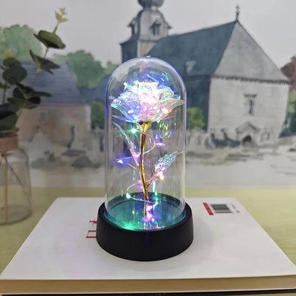 Artificial Rose Flowers Valentines Day Gift for Girlfriend Eternal Rose LED Light Foil Flower Wedding Decor Christmas Gifts -