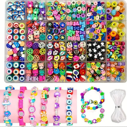 700Pcs Jewelry Making Kit DIY Beaded Crafts for Necklaces & Bracelets Acrylic, Soft Clay, Animal Charms, Polymer Clay Bead Se