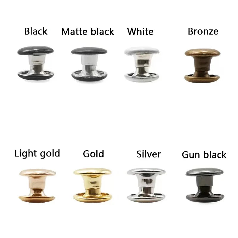 100sets 6-8mm Metal Double Cap Round Rivets Studs Collision Nail Spike Rock Leather Craft Shoe Bag Belt Garment Bracelet DIY