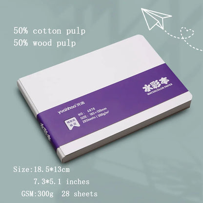 Watercolor paper painting book thick paper GSM300g square portable pocket book sketch 50% cotton pulp watercolor drawing book
