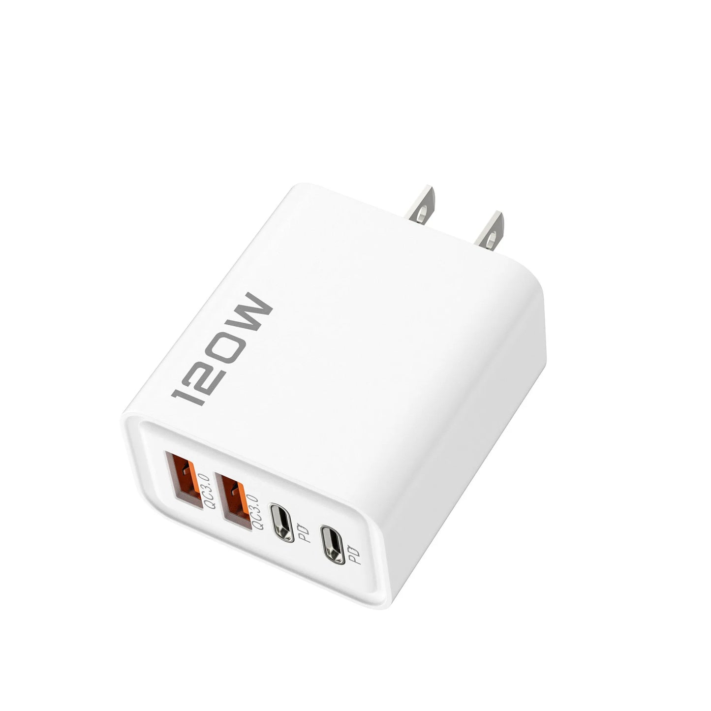 Quick Charge 3.0 Fast Charger Muti Total 120W 4 Port USB Type C PD Mobile Phone Wall Adapter for iPhone 16 Samsung S24 Xiaomi