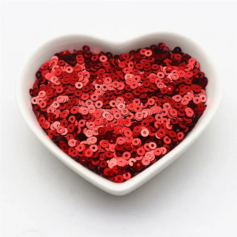 10g Solid Color Sequins Flat Round Pvc Clothing and Shoes Accessories DIY Hand-embroidered Flat Pieces 3mm 4mm 5mm 6mm - red 