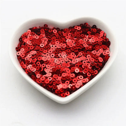 10g Solid Color Sequins Flat Round Pvc Clothing and Shoes Accessories DIY Hand-embroidered Flat Pieces 3mm 4mm 5mm 6mm - red 