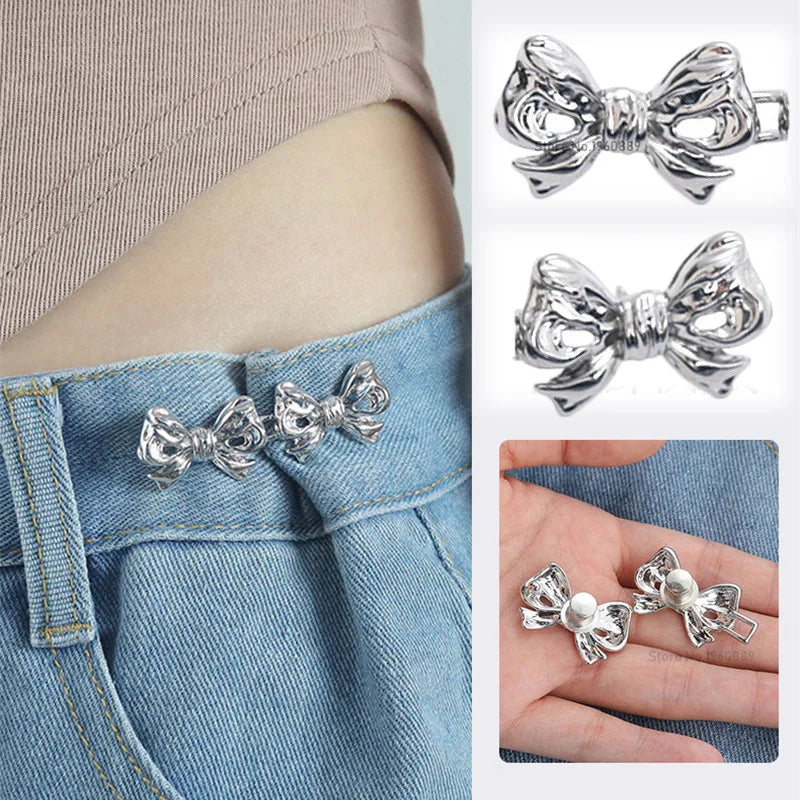 Bowknot Button Adjuster for Pants Skirts Waist Tightener Adjustable Waist Buckle for Jeans No Sewing Required Clothing Suppli