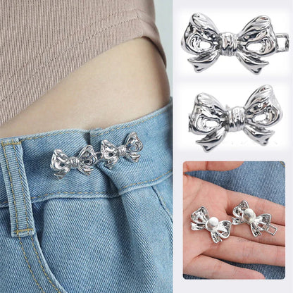 Bowknot Button Adjuster for Pants Skirts Waist Tightener Adjustable Waist Buckle for Jeans No Sewing Required Clothing Suppli