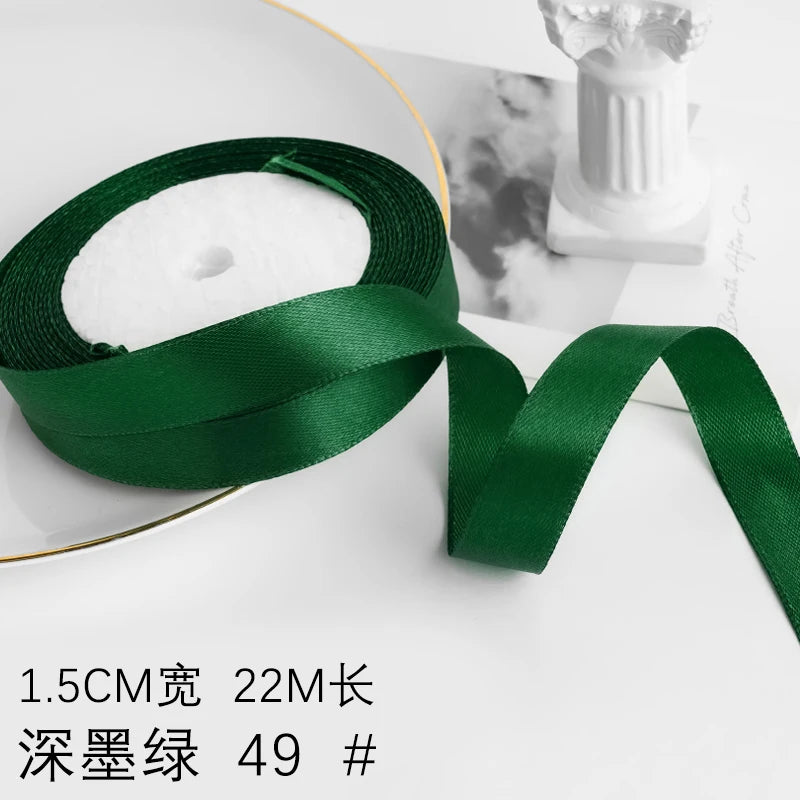 Wusmart 22Meters/Roll 1.5cm Single Face Satin Ribbon DIY Handmade Crafts Fabric Christmas Wedding Decoration Silk Ribbons - D