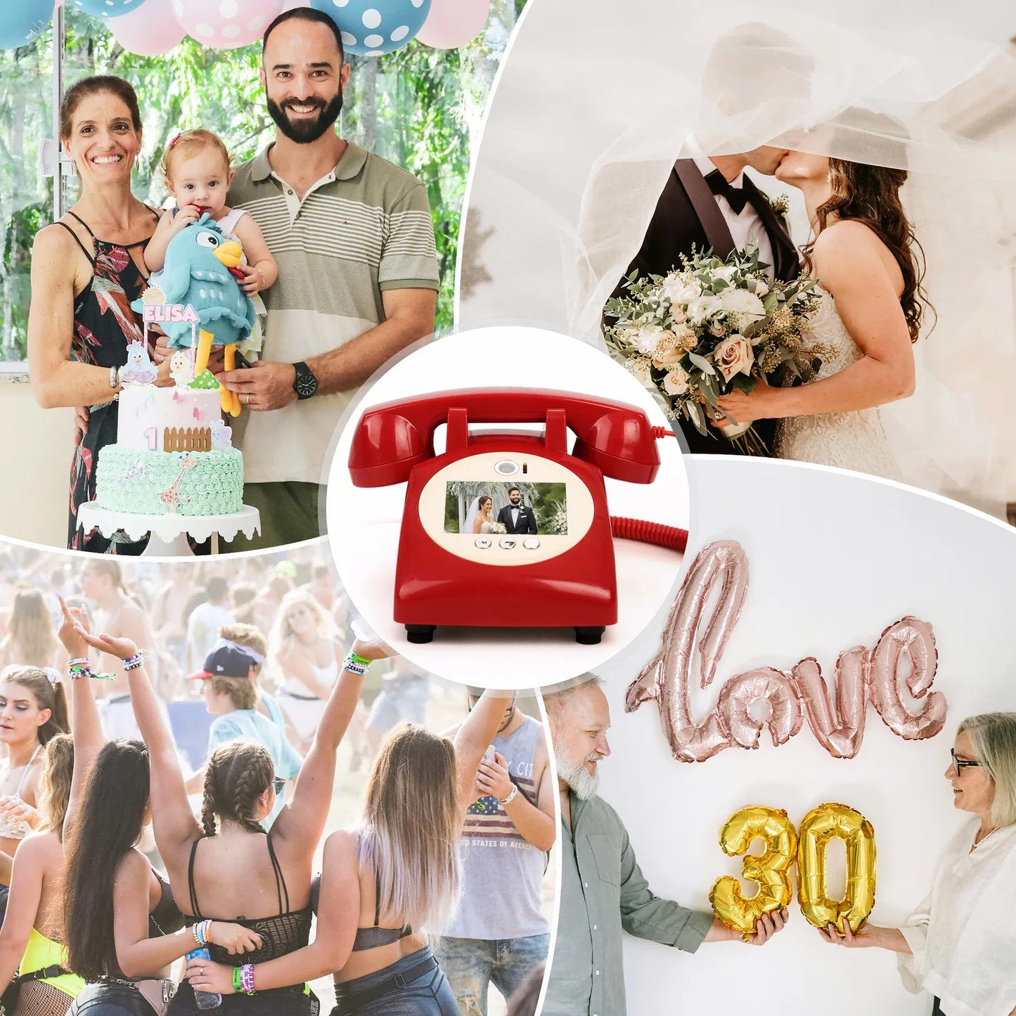 Wedding Audio Video Guestbook Phone Unique AV Guestbook Phone for Weddings Banquet Guest Video Sign-in Phone Party Wishes Vid
