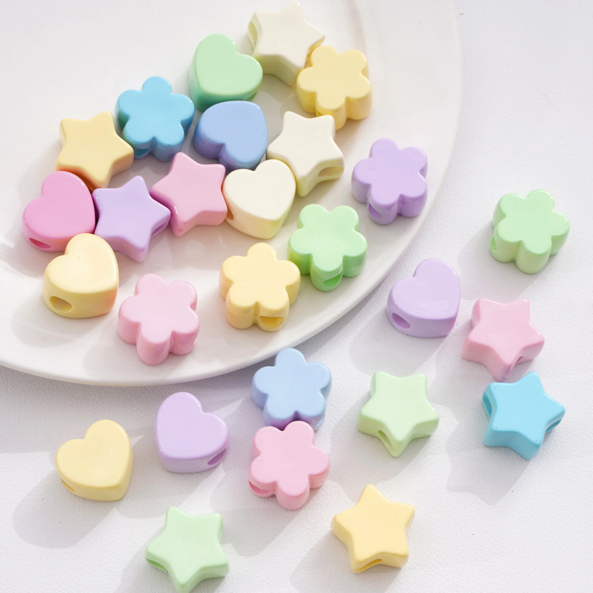 1/5Pcs Acrylic Large Hole Beads Star/Flower/Heart Beads Jewelry Making Materials for DIY Phone Chain Keychain Charms Accessor