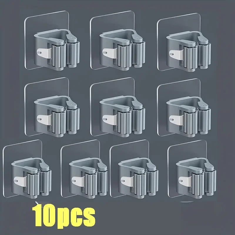 Home Storage Rack Wall Hanging Shelf Bathroom Shower Holder Storage Traceless Hook Mop Organizer Waterproof Broom Hanger - 10
