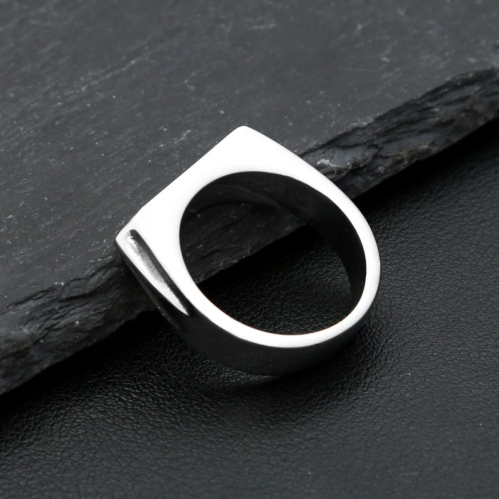 Fashion 316L Stainless Steel Simple Rings For Men Women Punk Hip Hop Square Band Flat Top Signet Ring Charm Party Jewelry Gif
