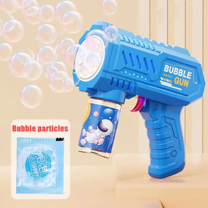 6-hole Dinosaur Bubble Machine Electric Bubble Gun with Light Fully Automatic Bubble Gun Automatic Soap Blower Outdoor Game T
