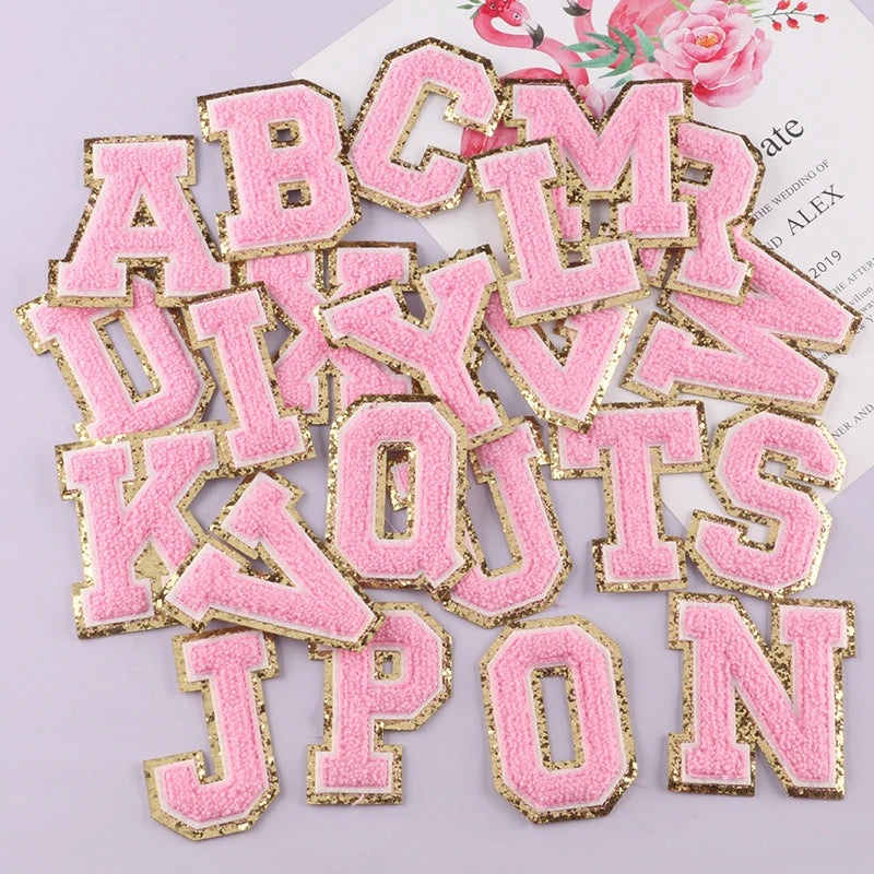 8CM Patch Letters for Clothes Alphabet Sticky Letter Clothing Bags Jacket Iron on Letter Emblems Chenille Patches for DIY MC0