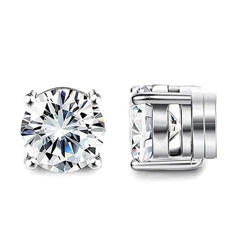 1 Pairs Crystal Strong Magnetic Ear Stud Clip Earrings for Men Women Punk Round Zircon Magnet Earrings Non Piercing Jewelry -