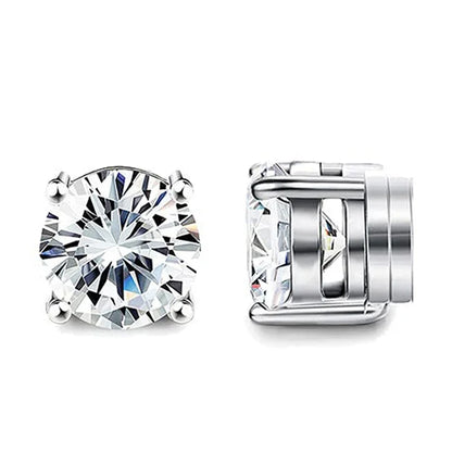 1 Pairs Crystal Strong Magnetic Ear Stud Clip Earrings for Men Women Punk Round Zircon Magnet Earrings Non Piercing Jewelry -
