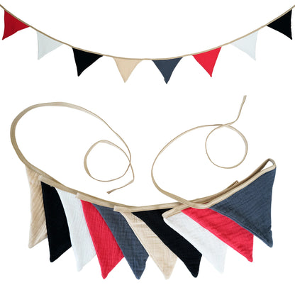 2.6M Nursery Fabric Bunting 10 Triangle Pennant Flags Party Decor Banner Home Baby Shower Carnival Garland