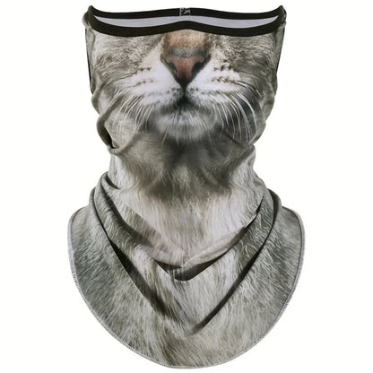 3D Animal Cat Design Summer Full Face Neck Protector Sun Shield Breathable Quick Dry Polyester Helmet Liner for Outdoor Cycli