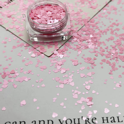 Mixed Star Nail Glitter Accessories Size Mixed Silver Pentagram Mini Color Ultra-thin Nail Patch Decoration - Heart(mix pink)