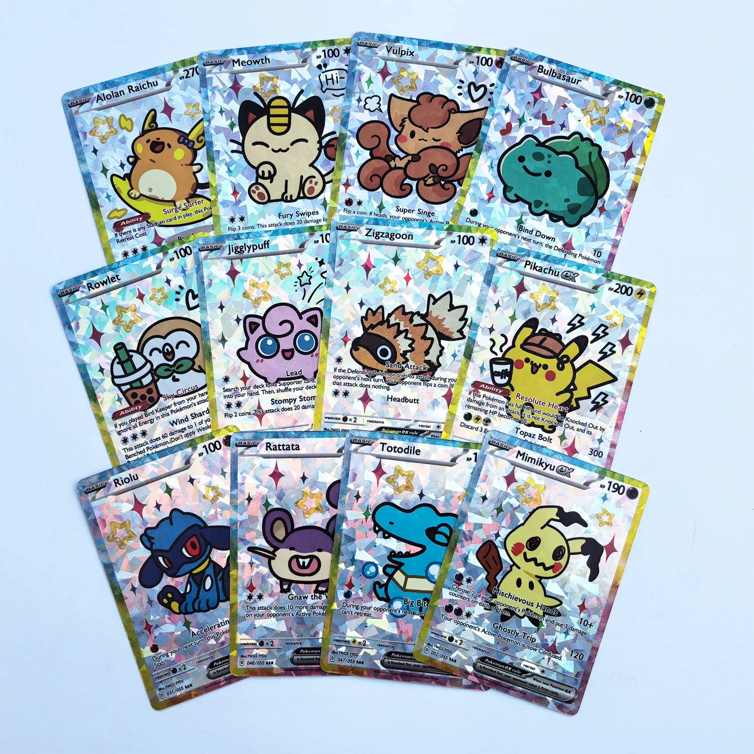 55Pcs DIY Cute Shiny Card Pokemon Holographic Anime Version Classical Collection Cards Gengar Charizard Eevee