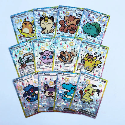 55Pcs DIY Cute Shiny Card Pokemon Holographic Anime Version Classical Collection Cards Gengar Charizard Eevee