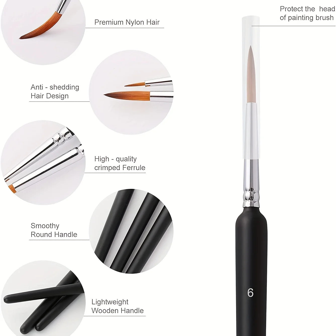 10/11pcs Miniature Paint Brushes, Detail Tip Paint Brushes Set With Ergonomic Handle - Suitable For Acrylic Painting, Oil, Wa