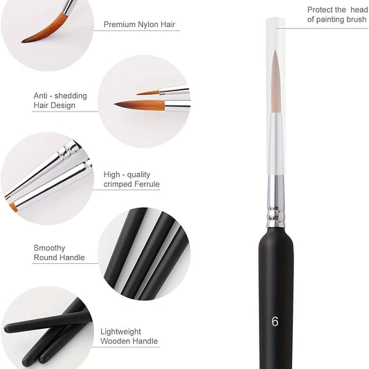 10/11pcs Miniature Paint Brushes, Detail Tip Paint Brushes Set With Ergonomic Handle - Suitable For Acrylic Painting, Oil, Wa