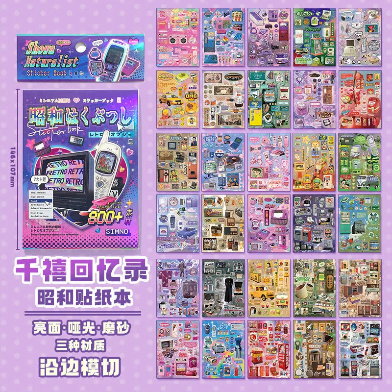 30 Sheets Millennium Memories Sticker Books Japenese Style Cute Cartoon DIY Material Decorative Stickers Die-cut Scrapbooking