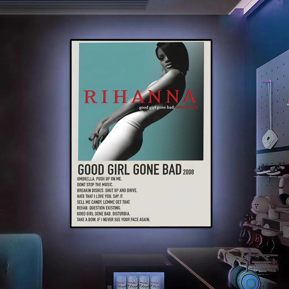 R-Rihannas Hot Singer Music Poster Versatile HD Waterproof Wall Art Self-Adhesive Decor for Any Space Ideal Gift