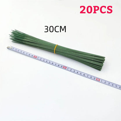 Green Flower Stem Sticks DIY Floral Material Handmade Wire Stem Floriculture Tape Self-adhesive Bouquet Floral Stem Paper Tap