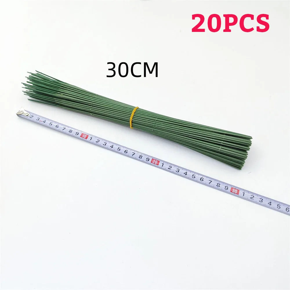 Green Flower Stem Sticks DIY Floral Material Handmade Wire Stem Floriculture Tape Self-adhesive Bouquet Floral Stem Paper Tap