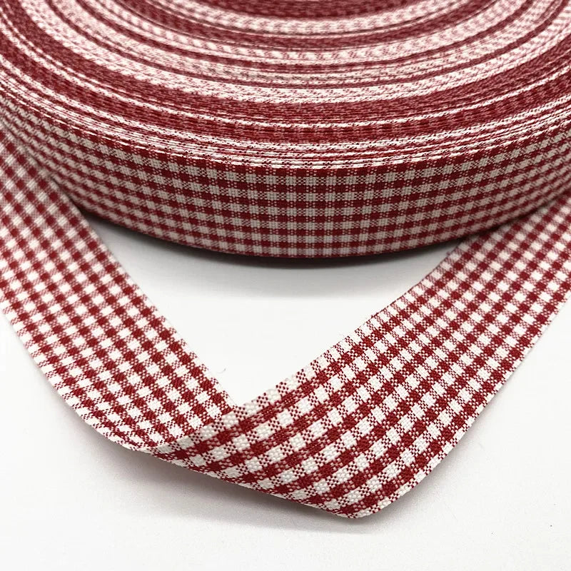 5Yards New 25mm Plaid Cotton Ribbon Wedding Christmas Decoration DIY Sewing Fabric Handmade Bow Ribbon Flower Gift Packaging