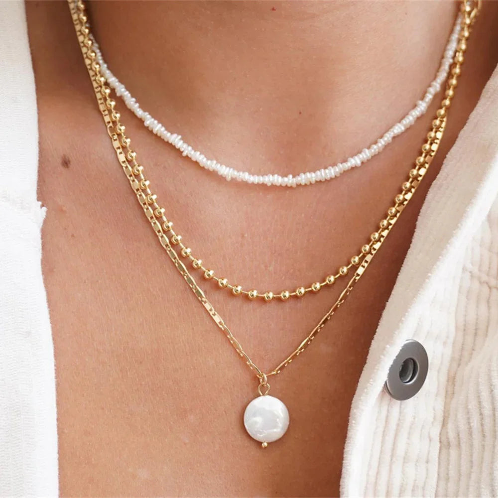 Vintage Punk Gold-plate Thick Chain Head Portrait Coin Pendant Necklace For Women Fashion Multilevel Geometric Hip Hop Jewelr
