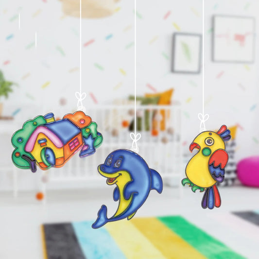 5pcs Window Art Suncatcher Painting Kit Crafts Activities Ideas Birthday Gifts DIY Make Own Key Chain Cartoon Toy Art Craft K