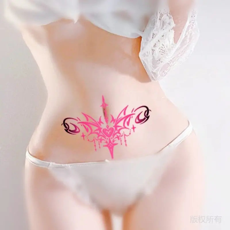 Pink Totem Tattoos Set Temporary Waterproof Tattoo for Women Covering Scars Sexy Wing Art Tatto Festival Goods Stickers