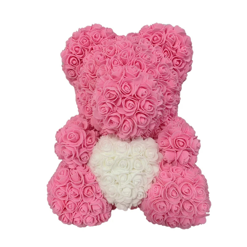 Red Rose Bear 40cm Bear Of Roses Artificial Flower Rose Teddy Bear For Women Valentine's Day Wedding Birthday Christmas Gift 