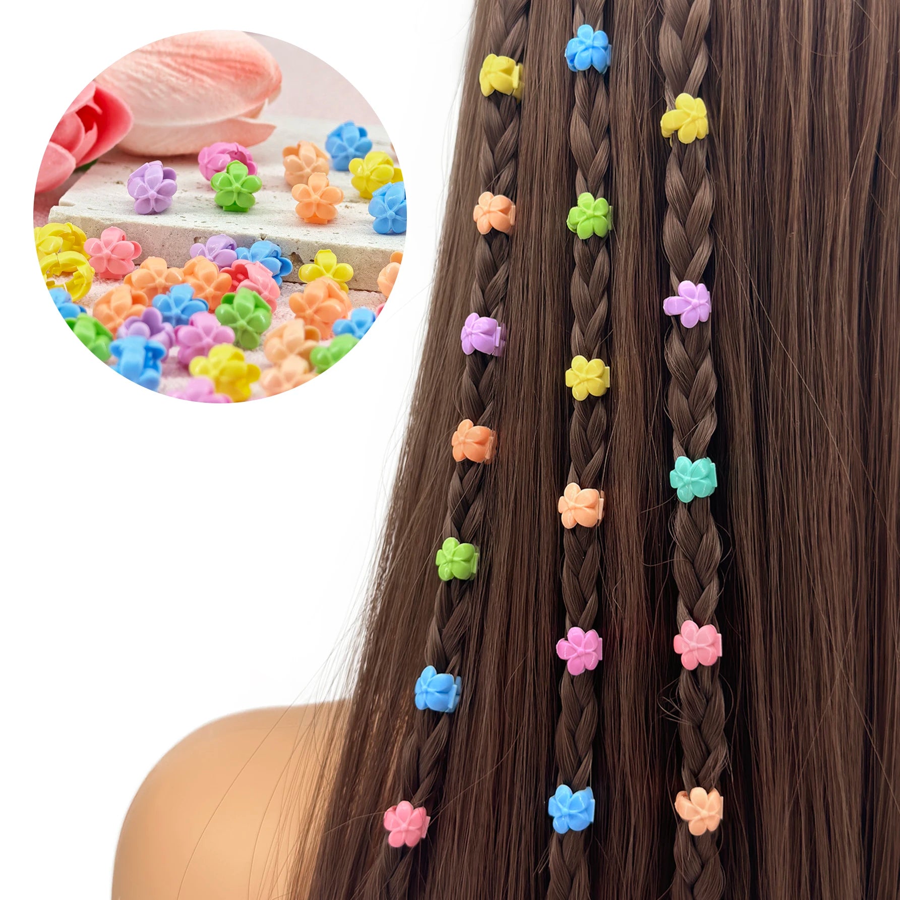 60pcs Hair Braids Beads Headwear Cute Candy Colors Plastic summer Hair Claw Clips Hair Accessories Loc Hair Jewelry for Braid