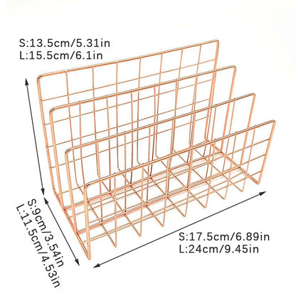 Ins Minimalist Iron Desktop Storage Rack Organizer Table Organizing Rack Document Book Rack Desk Multi-functional Storage Rac